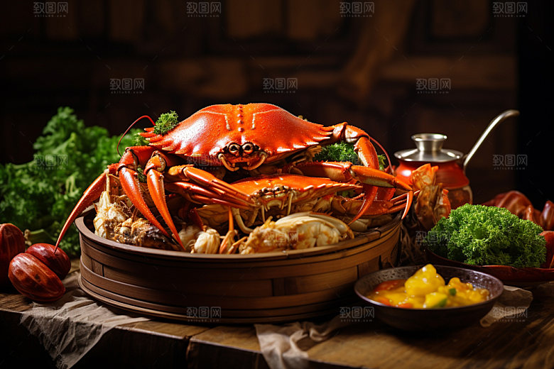 大闸蟹秋日海鲜摄影图