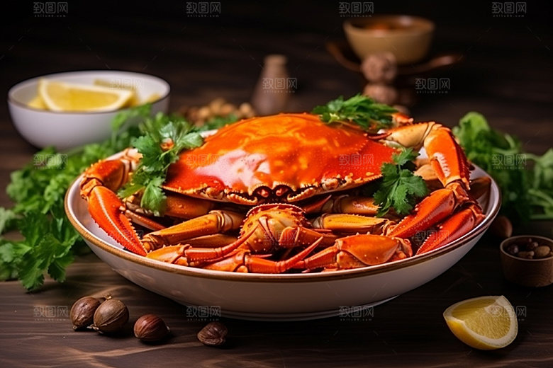 大闸蟹海鲜美味摄影图