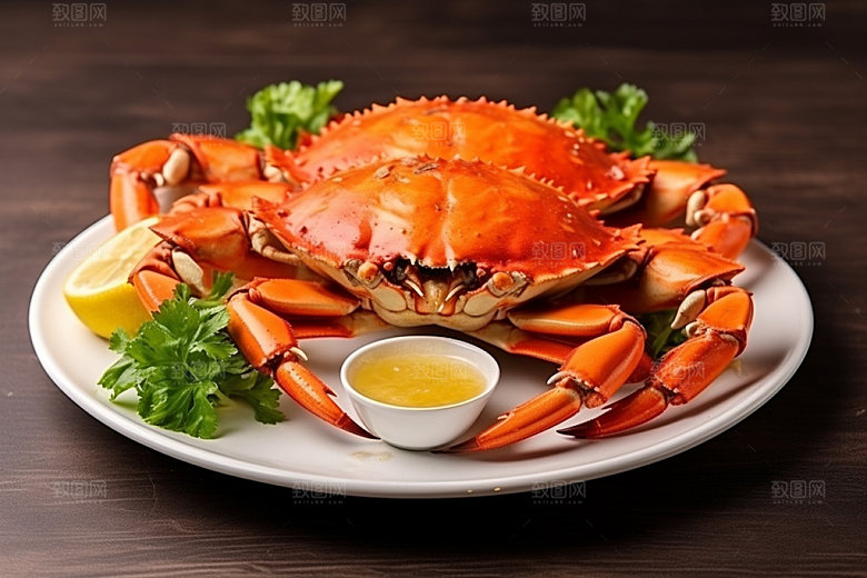 大闸蟹河鲜美味摄影图
