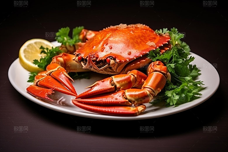 大闸蟹帝王蟹美味摄影图