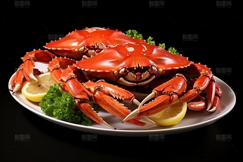 大闸蟹帝王蟹河鲜摄影图