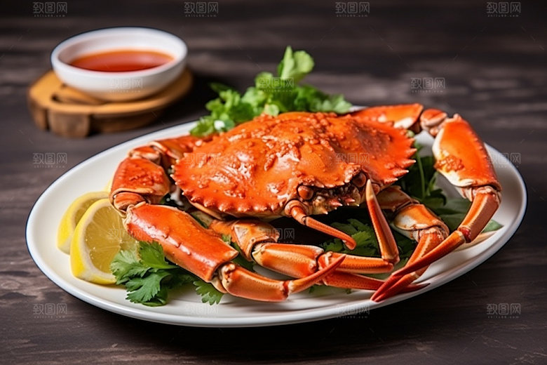 大闸蟹帝王蟹美食摄影图