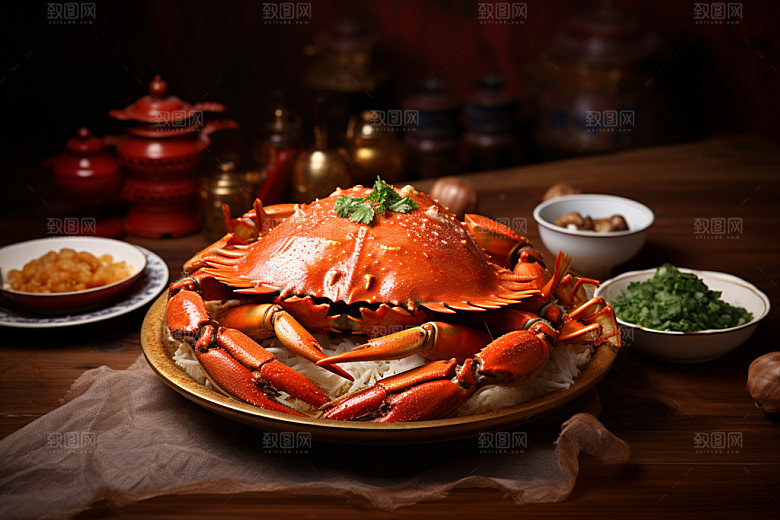 大闸蟹帝王蟹秋季摄影图