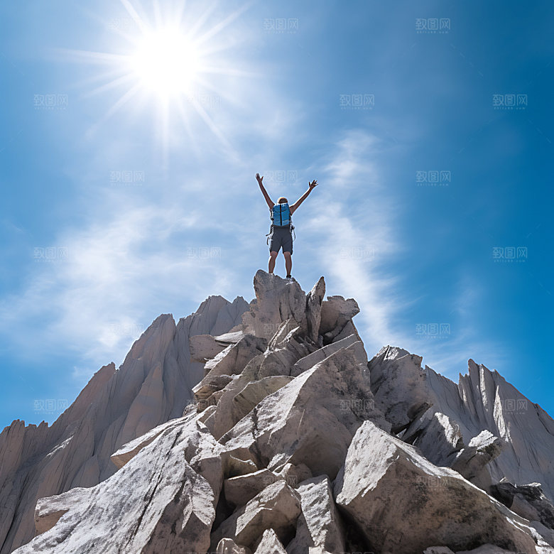登顶努力登山摄影图