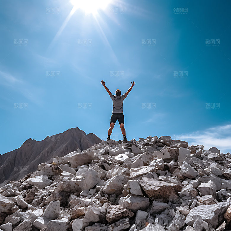登顶爬山登山摄影图