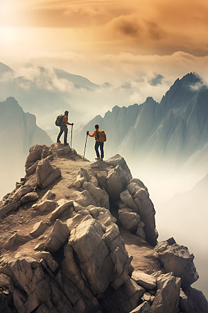 登顶登山企业文化摄影图