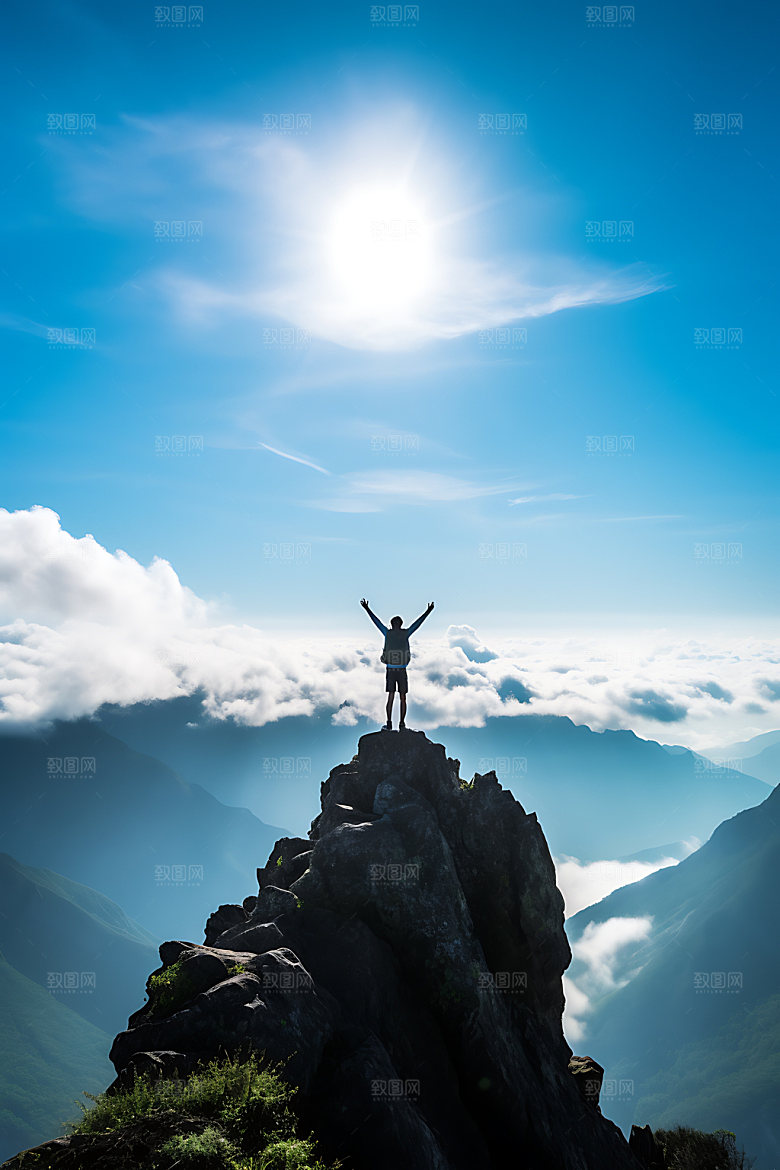 登顶奋斗登山摄影图