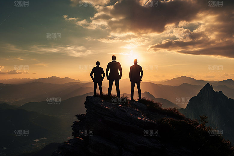 登山鸟瞰拼搏摄影图