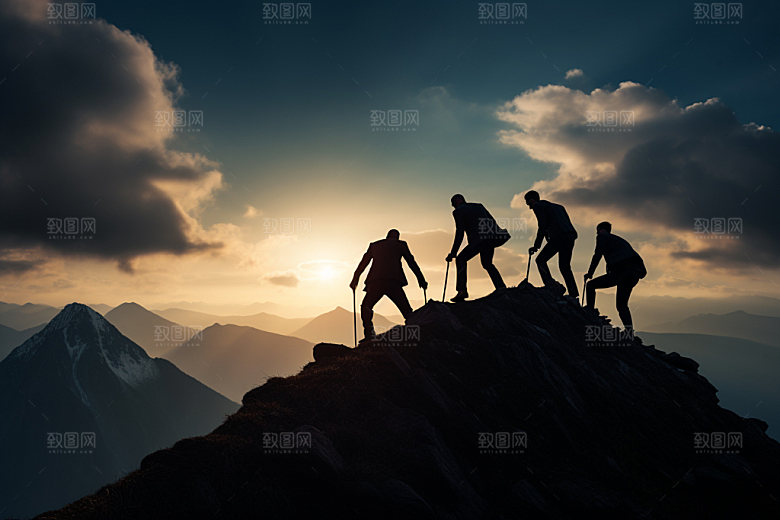 登山努力企业精神摄影图