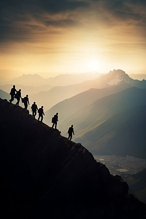 登山企业精神爬山摄影图
