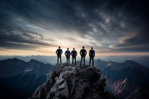 登山企业精神拼搏摄影图