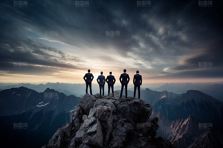 登山企业精神拼搏摄影图