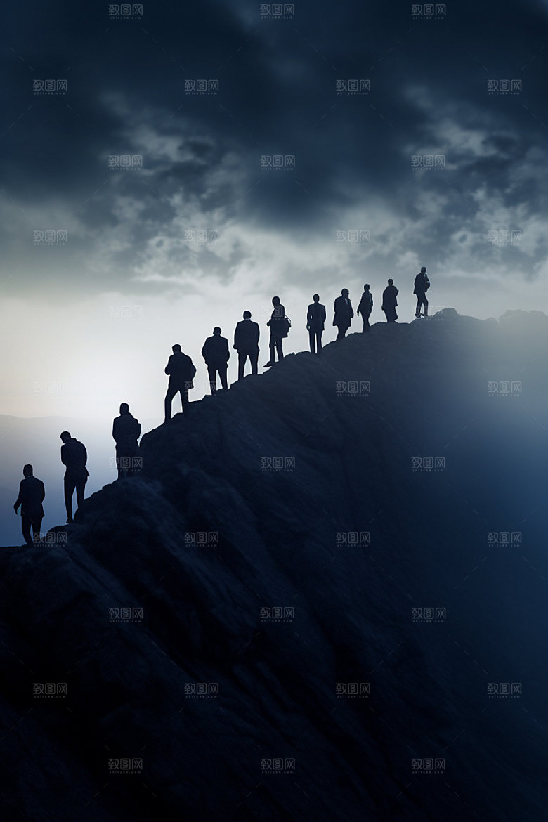 登山鸟瞰企业精神摄影图
