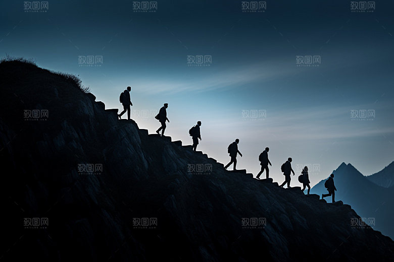 登山爬山登顶摄影图