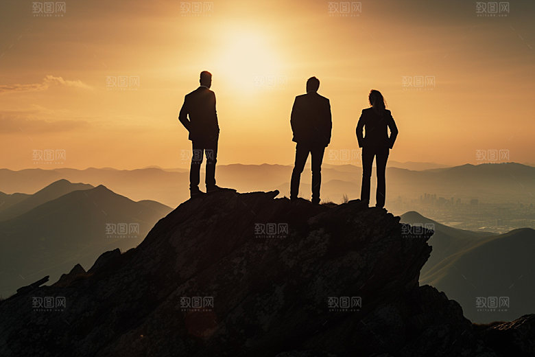 登山拼搏努力摄影图