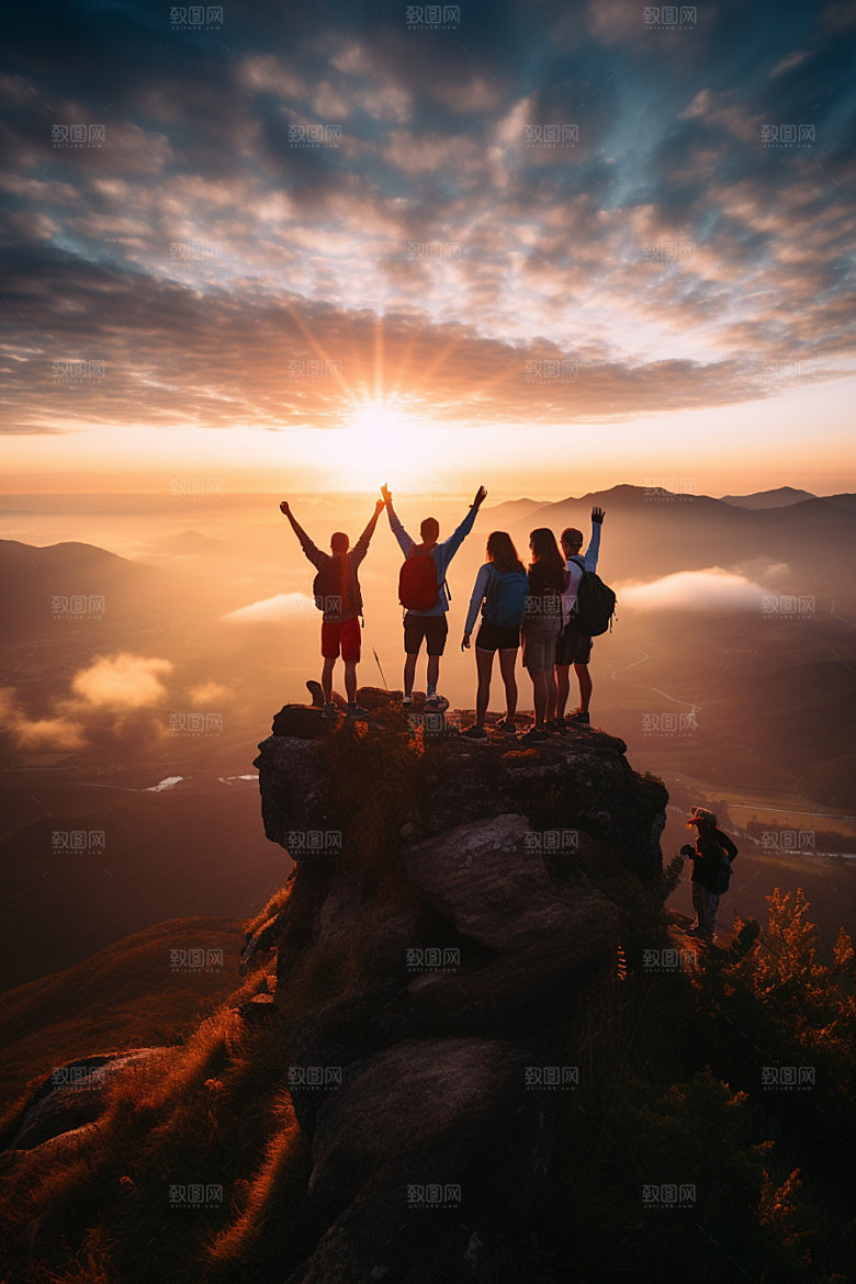 登山爬山努力摄影图