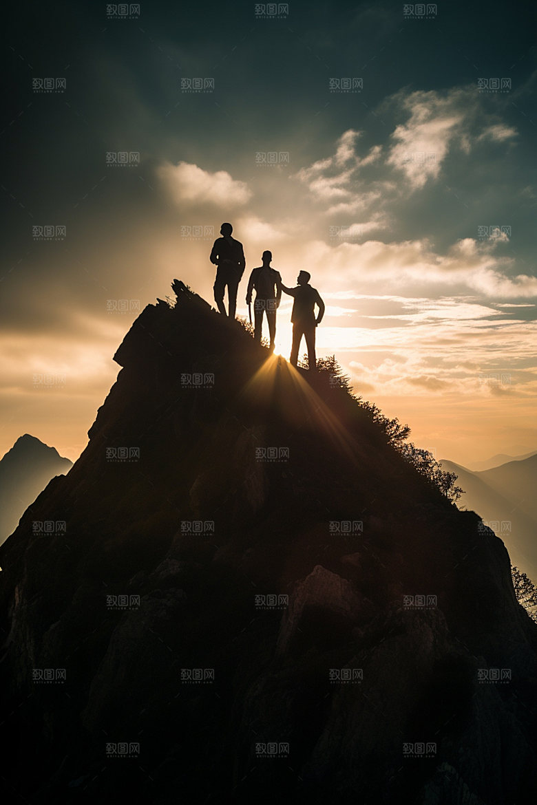 登山登顶勇攀高峰摄影图