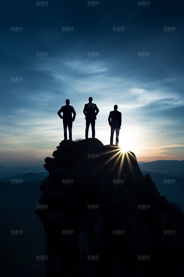 登山努力登顶摄影图