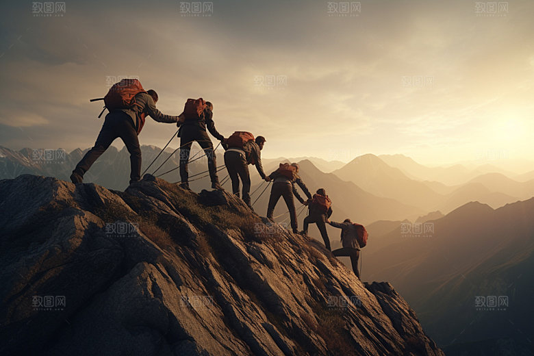 登山爬山登顶摄影图