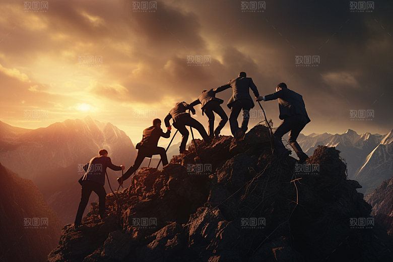登山拼搏登顶摄影图