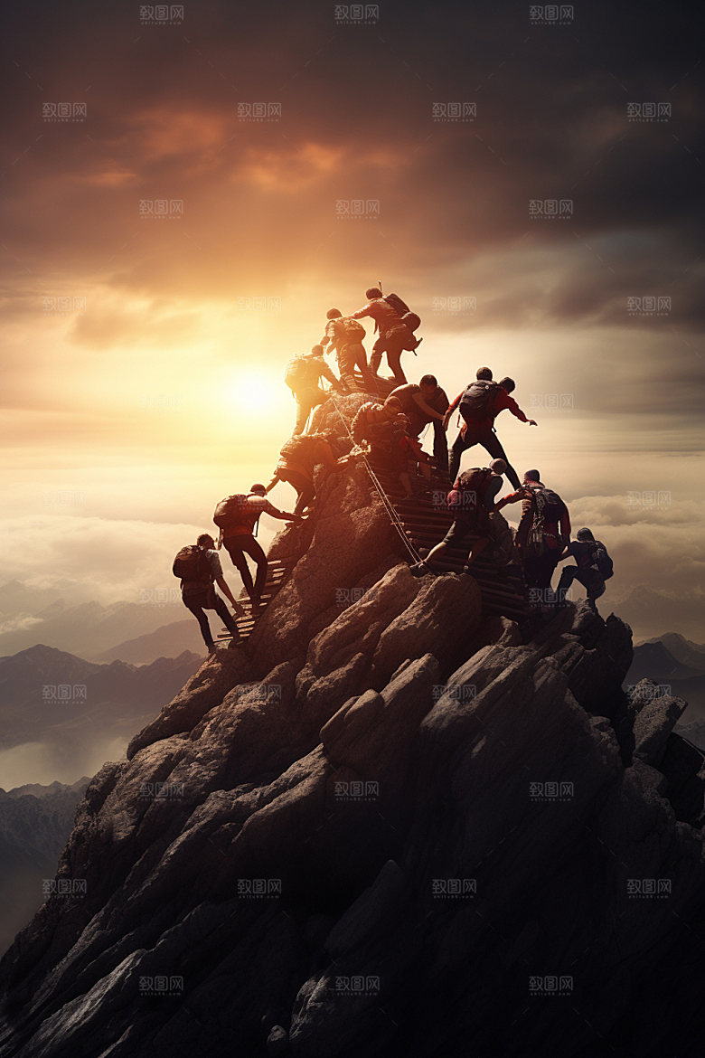 登山企业精神勇攀高峰摄影图