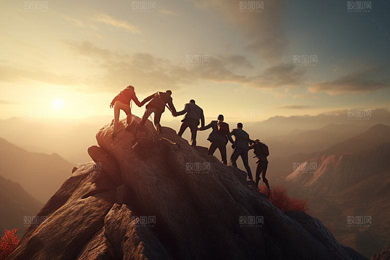 登山企业精神拼搏摄影图