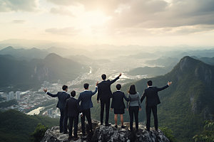 登山鸟瞰登顶摄影图