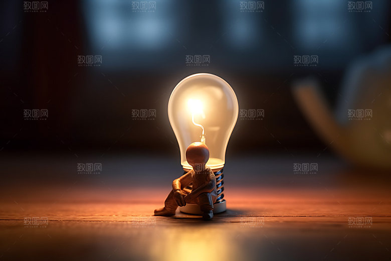 点亮灯泡高清视觉效果图