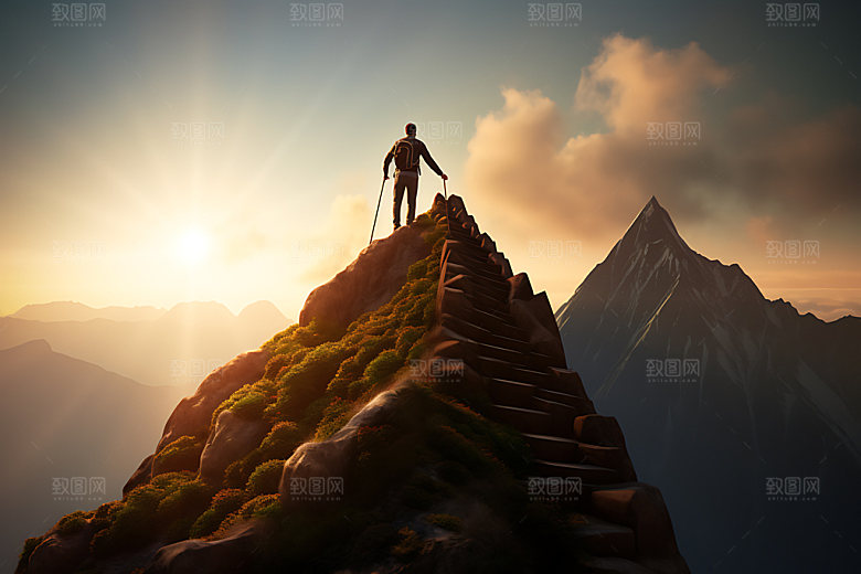 登山顶峰山顶摄影图