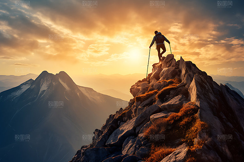 登山努力爬山摄影图
