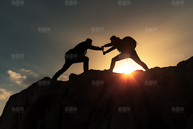 登山攀登登顶摄影图