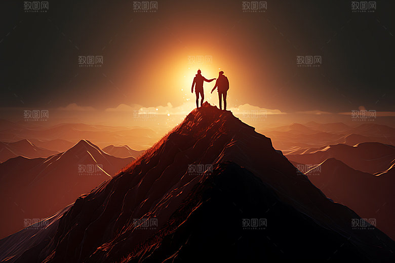 登山顶峰奋斗摄影图