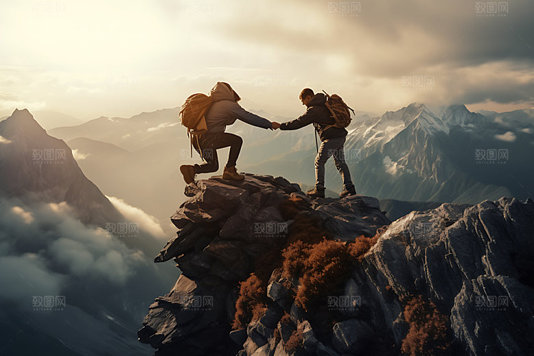 登山爬山顶峰摄影图