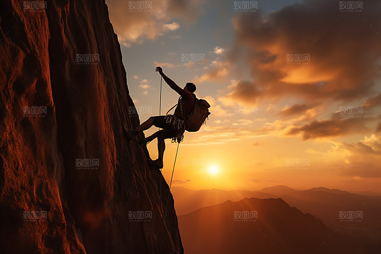 登山爬山拼搏摄影图