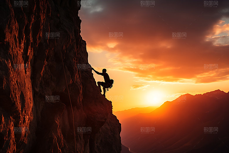 登山拼搏爬山摄影图