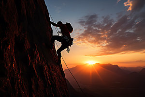 登山企业精神登顶摄影图