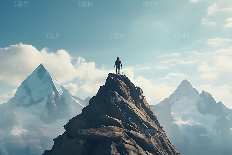登山顶峰企业文化摄影图