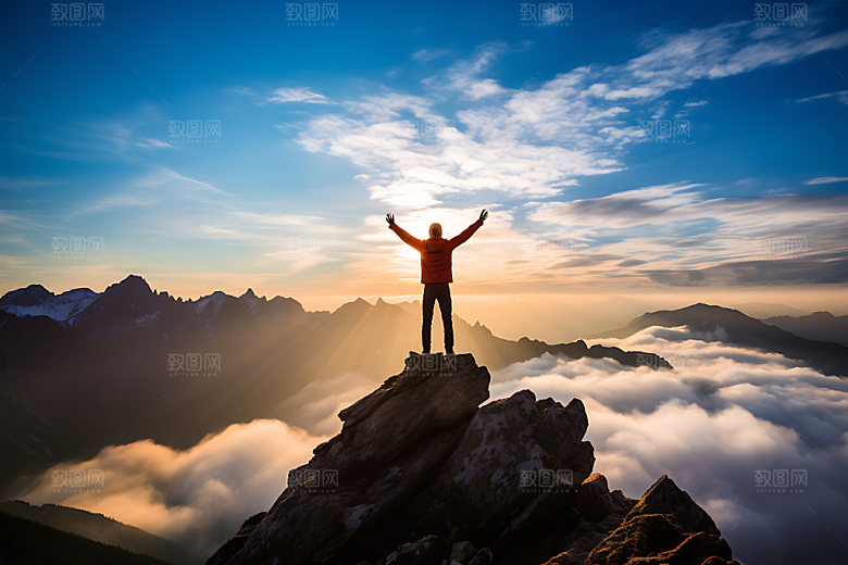 登山拼搏爬山摄影图