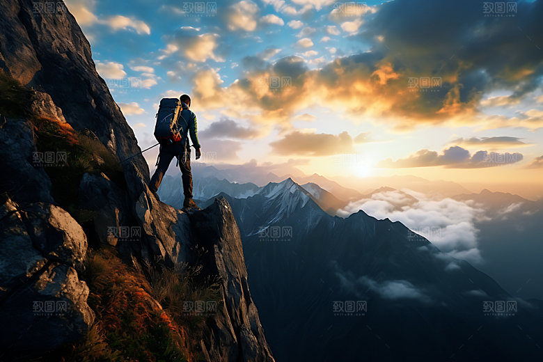 登山一览众山小努力摄影图