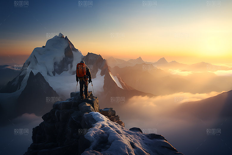 登山顶峰奋斗摄影图