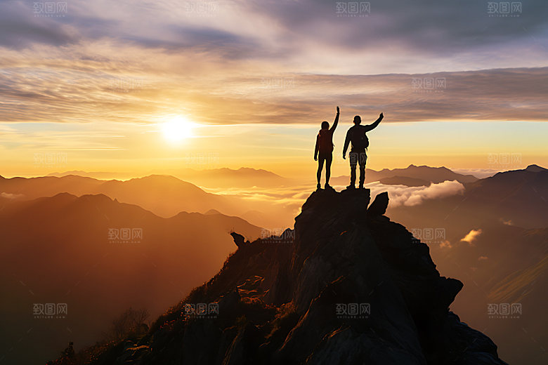 登山顶峰山顶摄影图