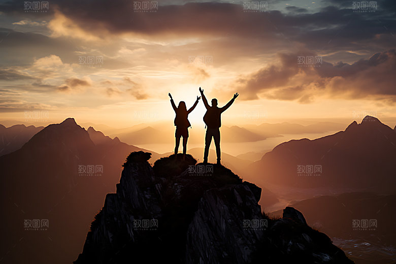 登山攀登奋斗摄影图