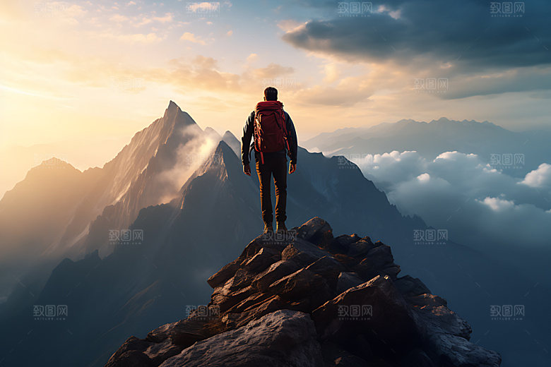登山爬山企业文化摄影图