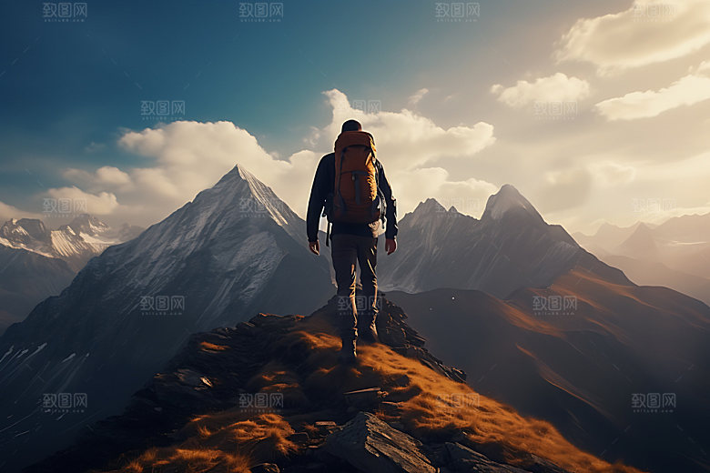 登山奋斗一览众山小摄影图