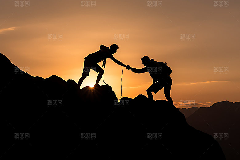 登山企业文化奋斗摄影图