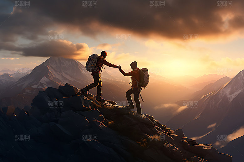 登山攀登奋斗摄影图