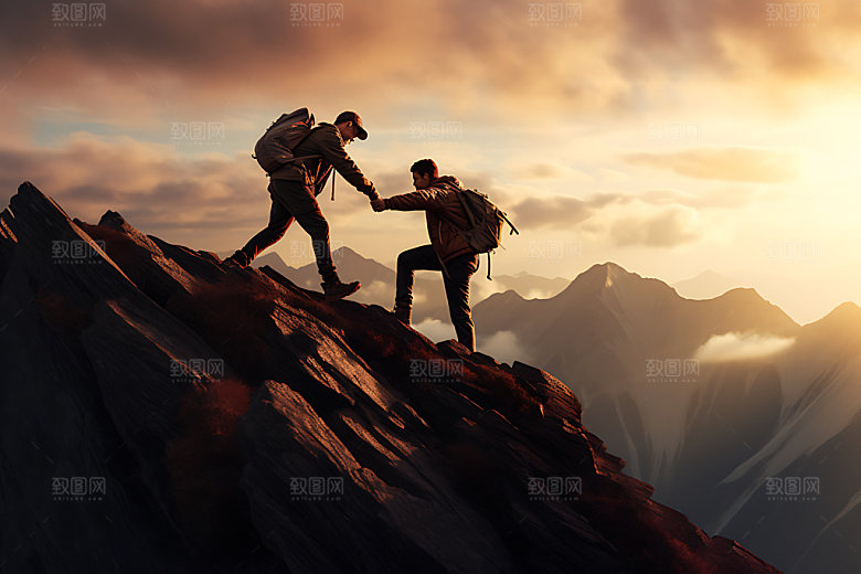 登山登顶攀登摄影图