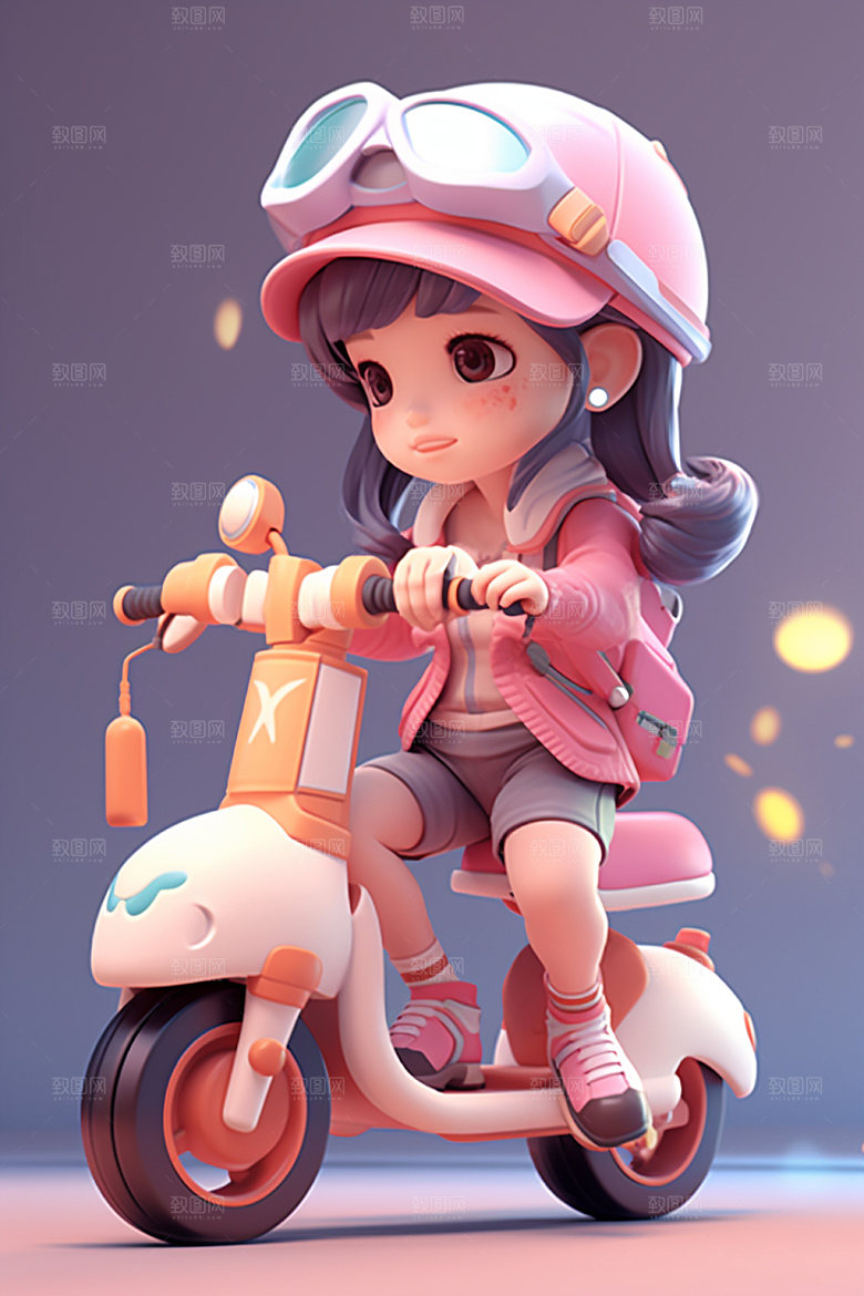 电动车女孩休闲3D模型