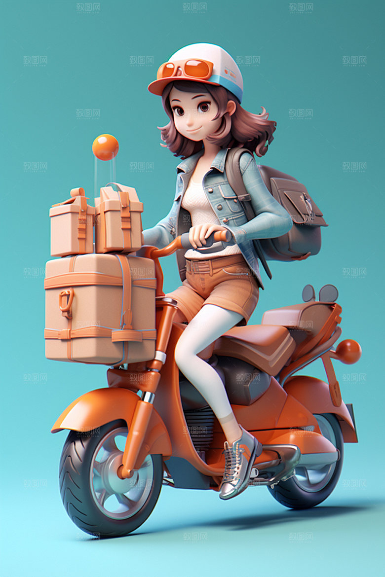 电动车女孩可爱3D模型