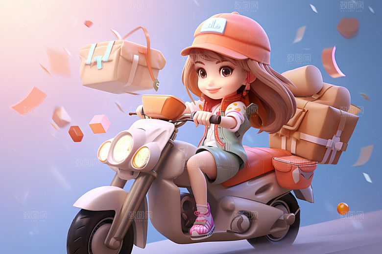 电动车女孩场景3D模型